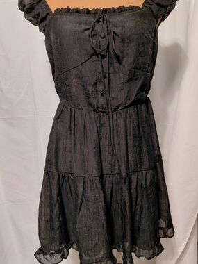 Passport Black Tiered Tie-Front Mini Dress